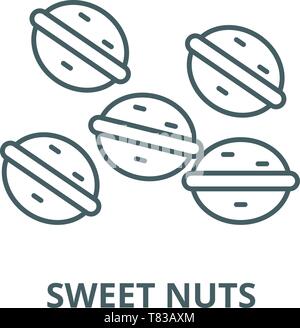 Sweet nuts vector line icon, linear concept, outline sign, symbol Stock Vector