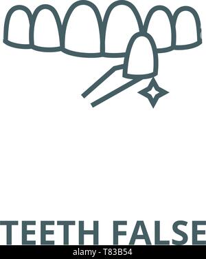 Teeth false vector line icon, linear concept, outline sign, symbol Stock Vector