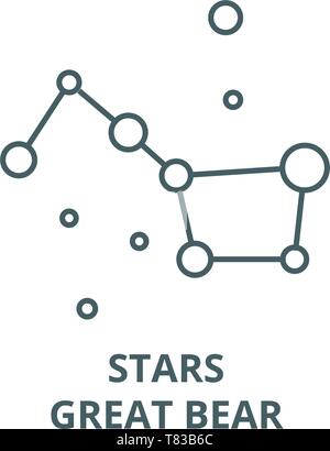 Stars,big dipper,great bear vector line icon, linear concept, outline sign, symbol Stock Vector