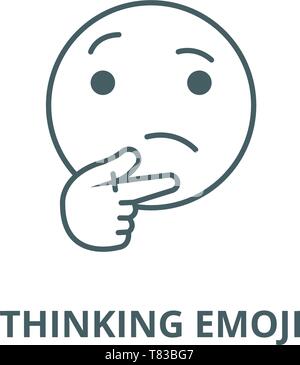 Thinking emoji vector line icon, linear concept, outline sign, symbol Stock Vector