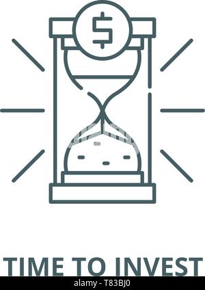 Time to invest vector line icon, linear concept, outline sign, symbol Stock Vector