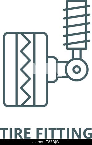 Tire fitting vector line icon, linear concept, outline sign, symbol Stock Vector