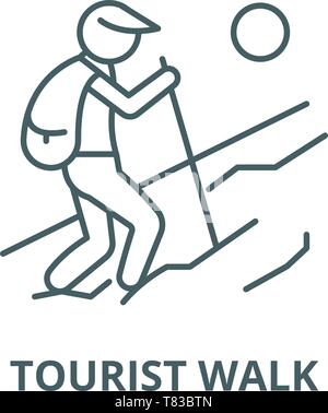 Tourist walk vector line icon, linear concept, outline sign, symbol Stock Vector