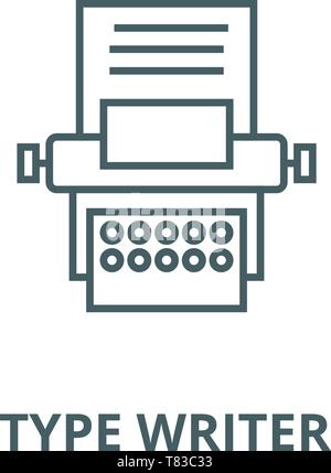 Type writer vector line icon, linear concept, outline sign, symbol Stock Vector