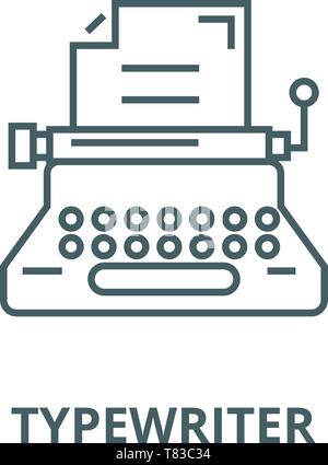 Typewriter,writer,writing,copywriting vector line icon, linear concept, outline sign, symbol Stock Vector
