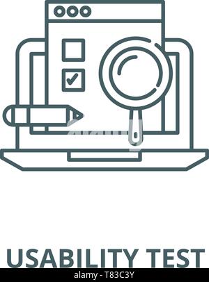 Usability test vector line icon, linear concept, outline sign, symbol Stock Vector