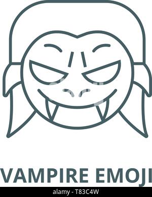 Vampire emoji line icon concept. Vampire emoji flat vector symbol, sign ...
