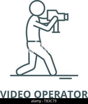 line art professional video operator films event with camera mounted on ...