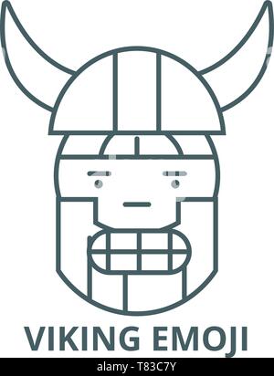 Viking emoji vector line icon, linear concept, outline sign, symbol Stock Vector
