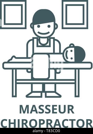 Masseur,chiropractor vector line icon, linear concept, outline sign, symbol Stock Vector
