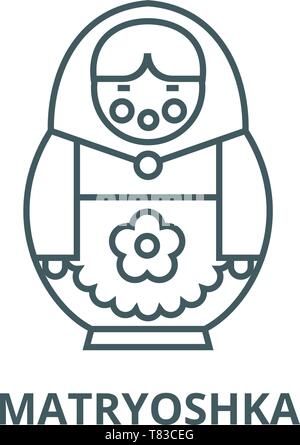 Matryoshka vector line icon, linear concept, outline sign, symbol Stock Vector
