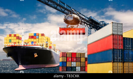 Ship, crane and container as a symbol of international trade Stock Photo