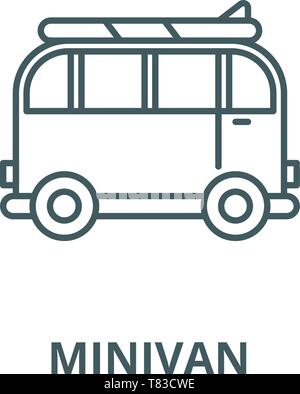 Microbus,minibus line icon concept. Microbus,minibus flat vector symbol ...
