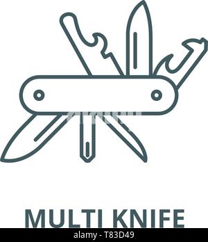 Multi knife vector line icon, linear concept, outline sign, symbol Stock Vector