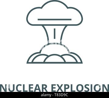 Nuclear explosion vector line icon, linear concept, outline sign, symbol Stock Vector