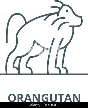 Orangutan vector line icon, linear concept, outline sign, symbol Stock Vector