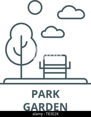 Park,garden vector line icon, linear concept, outline sign, symbol Stock Vector