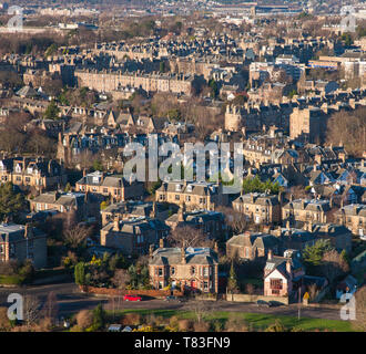 Edinburgh, City of Edinburgh, Scotland. View from Blackford Hill over the rooftops of the Morningside district. Stock Photo