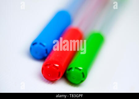 pens in three different colors Stock Photo