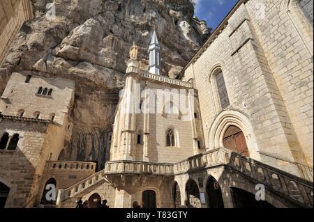 Notre Dame Chapel with cliff rock, Rocamadour, UNESCO World Heritage ...