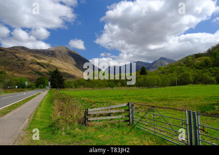 Looking towards Glencoe and mountains from Invercoe, Argyll, Scotland ...