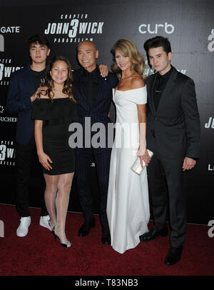 May 9, 2019 - Brooklyn, New York, U.S. - Mark Dacascos, Julie Condra and children at the World Premiere of ''John Wick: Chapter 3 Parabellum'', held at One Hanson in Brooklyn, New York, USA, 09 May 2019 (Credit Image: © Ylmj/AdMedia via ZUMA Wire) Stock Photo