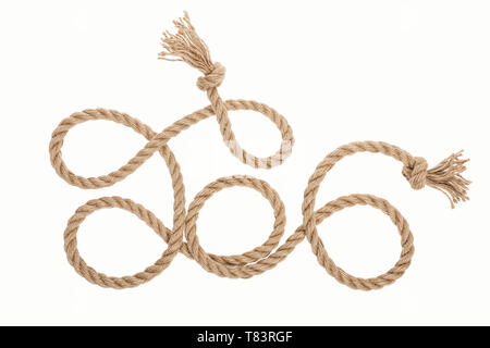 long brown rope with knots and curls isolated on white Stock Photo - Alamy