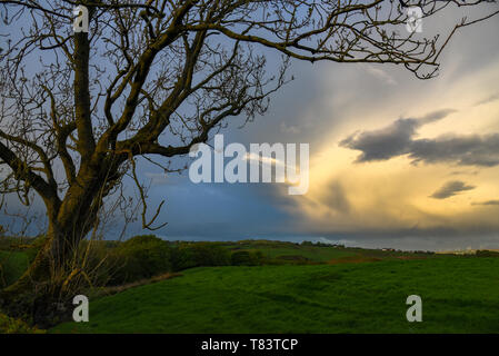 Curious clouds in a dark sky Stock Photo