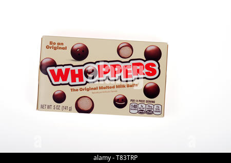 Whoppers Malted Milk Balls candy box by The Hershey Company Stock