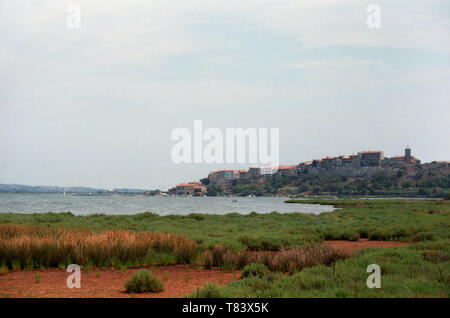 general view of Bages and the Étang de Bages et de Sigean, Aude, Languedoc-Roussillon, France Stock Photo