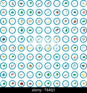 100 zoo icons set, isometric 3d style Stock Vector