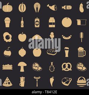 Food icons set, simle style Stock Vector