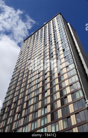 SHEFFIELD, UK - JULY 10, 2016: St Paul's Tower at Arundel Gate street in Sheffield, Yorkshire, UK. The upscale residential skyscraper is the tallest b Stock Photo