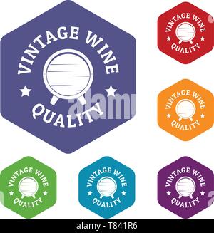 Vintage wine icons vector hexahedron Stock Vector