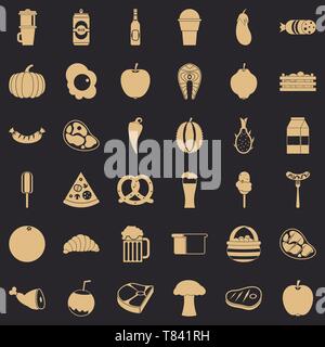 Dinner icons set, simle style Stock Vector