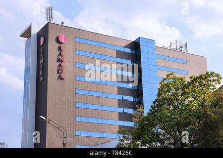 SIBIU, ROMANIA - AUGUST 24, 2012: Ramada Hotel in Sibiu, Romania. Ramada is part of Wyndham Worldwide corporation. There are more than 900 Ramada hote Stock Photo