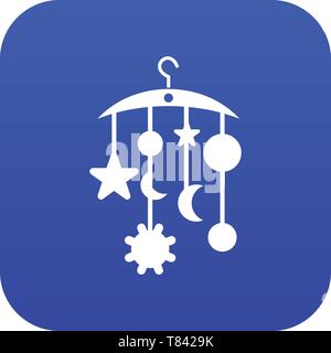 Baby bed carousel icon digital blue Stock Vector