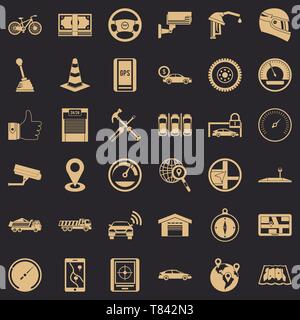 Garage icons set, simple style Stock Vector