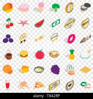 Good dish icons set, isometric style Stock Vector