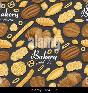 Seamless pattern with colored bakery products. Vector illustration for your design Stock Vector
