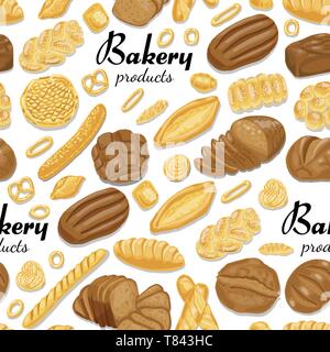 Seamless pattern with colored bakery products. Vector illustration for your design Stock Vector