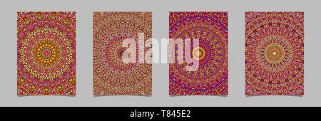 Colorful floral kaleidoscope mandala pattern flyer background set Stock Vector