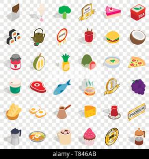 Tasty drink icons set, isometric style Stock Vector