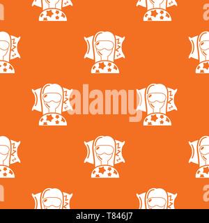 Sleeping woman pattern vector orange Stock Vector