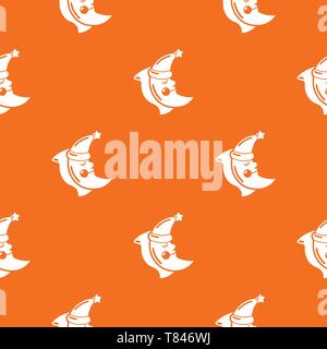 Sleeping moon pattern vector orange Stock Vector