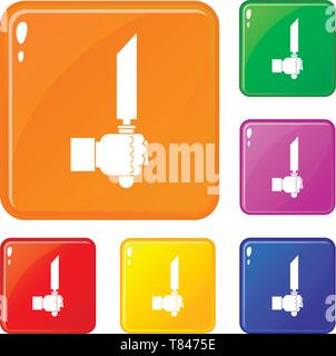 Pincer or plier in man hand icons set vector color Stock Vector