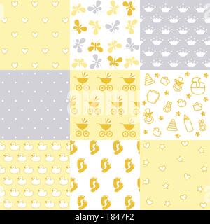 Set of baby  patterns. Seamless  pattern vector.  Design elements. Stock Vector