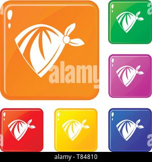 Cowboy neckerchief icons set vector color Stock Vector
