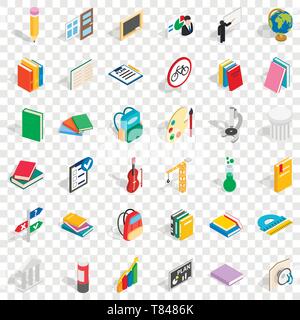Education in country icons set, isometric style Stock Vector
