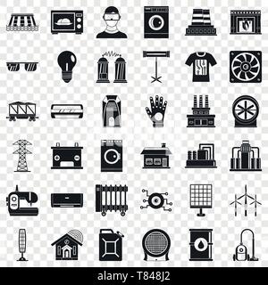 Saving electricity icons set, simple style Stock Vector